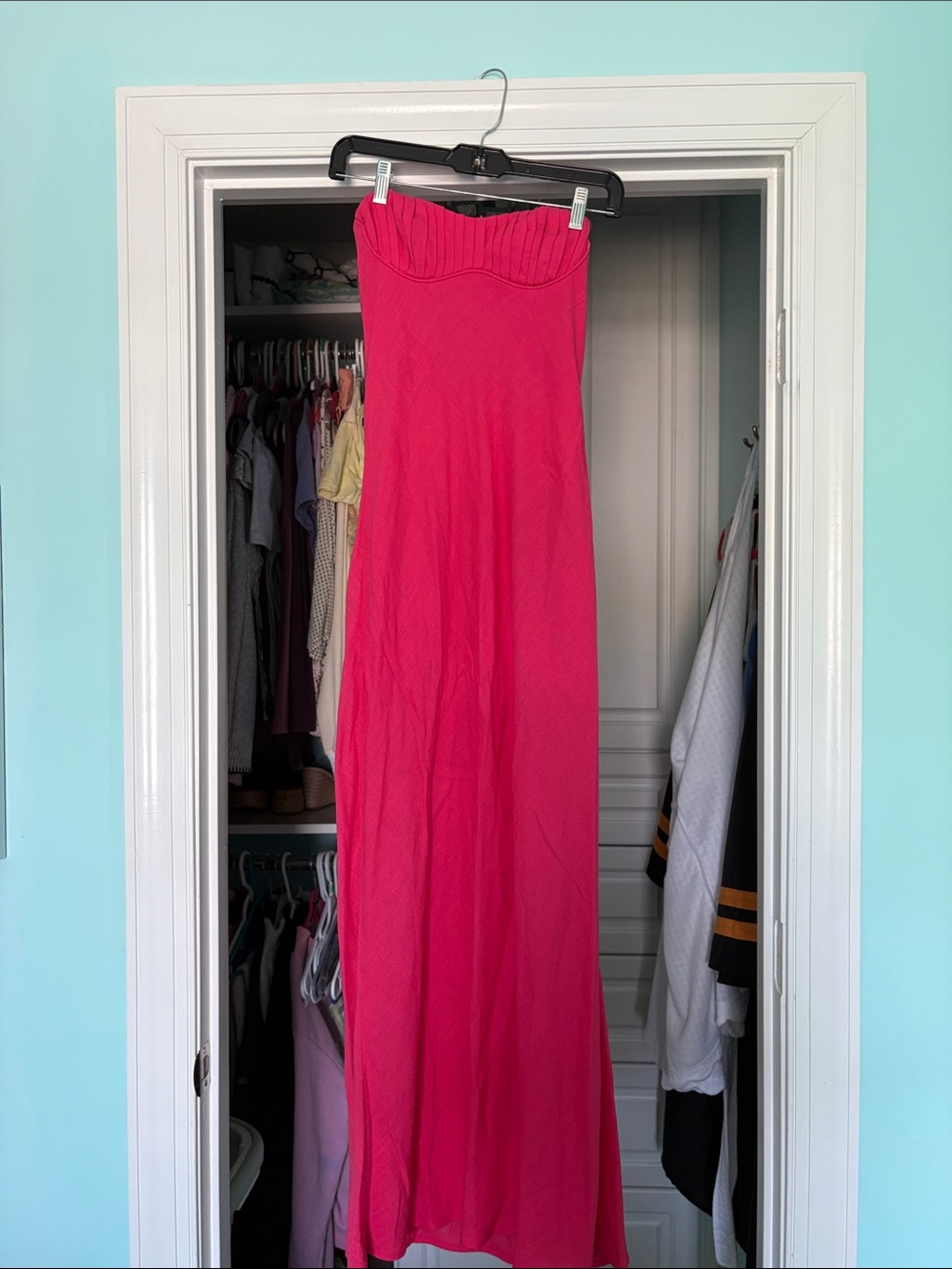 Hello Molly Strapless Hot Pink Maxi Dress